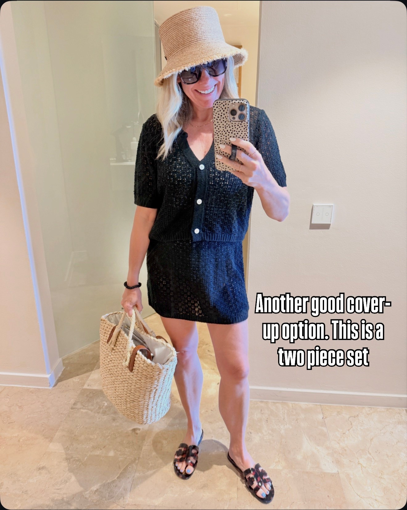 Black crochet coverup with a straw bucket hat and jelly sandals. Size small 

#LTKSwim #LTKootd #LTKTravel