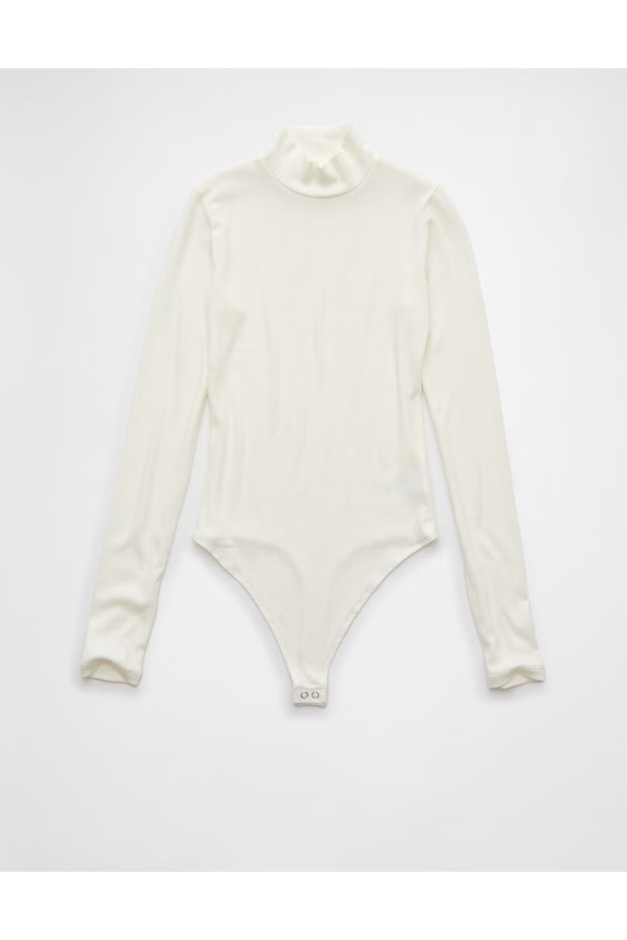 AE Long-Sleeve Mock Neck Pointelle Bodysuit Women's White M | American Eagle Outfitters (US & CA)