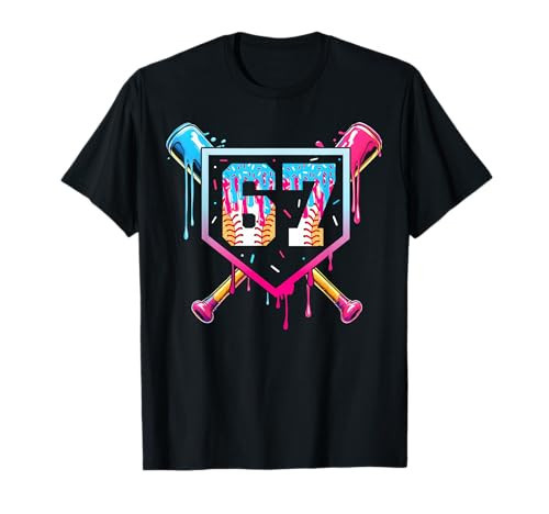 Baseball Ice Cream Drip Number 67 Player 67th Birthday T-Shirt | Amazon (US)