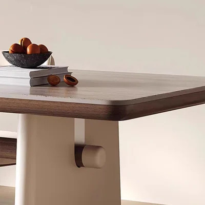 Cream-style rock plate solid wood dining table | Wayfair North America