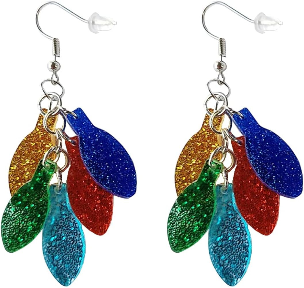 Neon Bulb Dangle Drop Earrings Colorful Light Bulbs Dangling Charm Huggie Hook Hoop Earring Stud ... | Amazon (US)