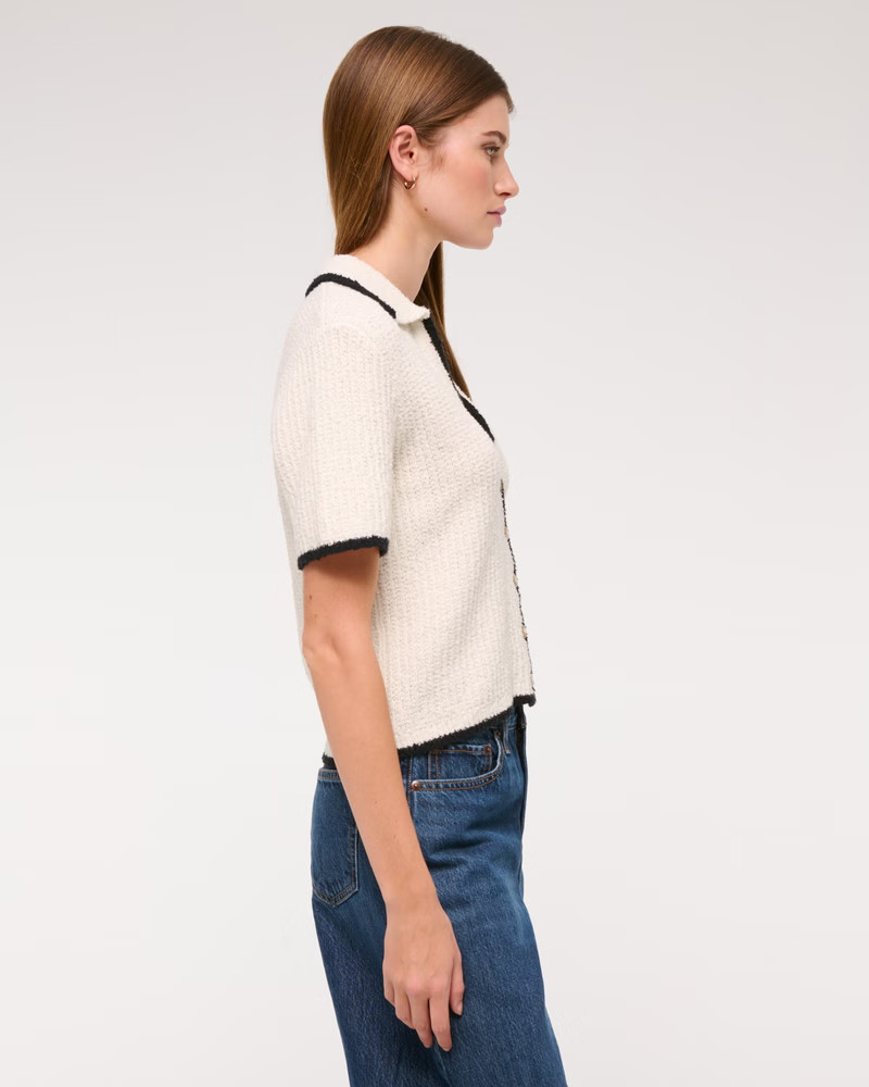 Short-Sleeve Crochet-Style Polo | Abercrombie & Fitch (US)