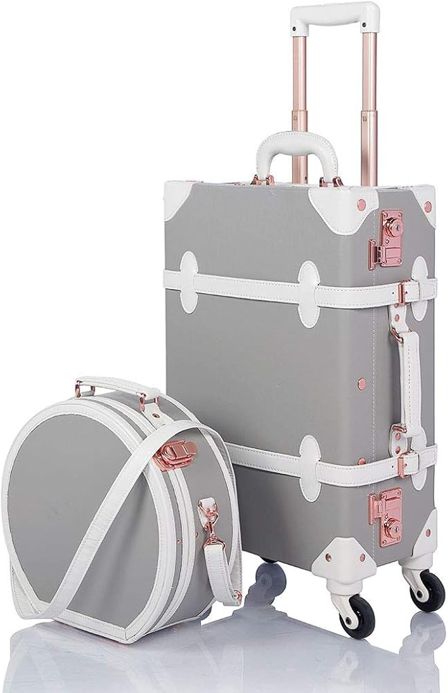 COTRUNKAGE Vintage Trunk 2 Piece Luggage Set TSA Lock Carry On Suitcase for Women with wheels, Em... | Amazon (US)