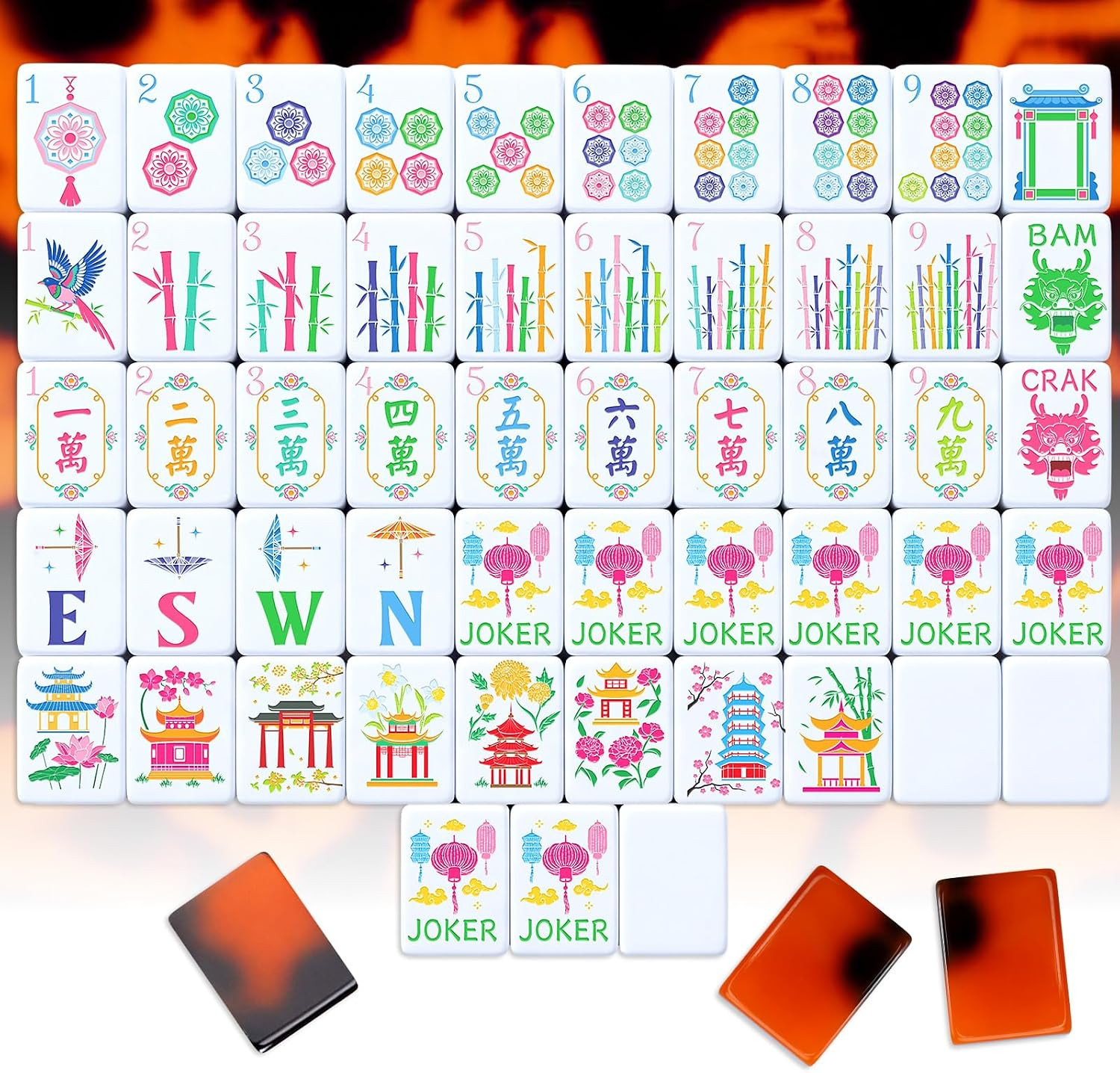 Simgoing 160 Pcs American Mahjong Tiles Engraved, Modern, Tortoiseshell | Amazon (US)