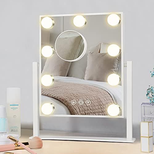 Amazon.com - Lighted Vanity Makeup Mirror with Lights - Fabuday Hollywood Cosmetic Mirror with 9 ... | Amazon (US)