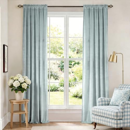 Velvet Blackout Curtains Thermal Insulated Room Window Drapes Super Soft Luxury Curtains for Livi... | Amazon (US)