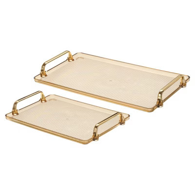 Unique Bargains Modern Rectangular Decorative Plastic Serving Tray 1 Set of 2 Pcs Amber | Target
