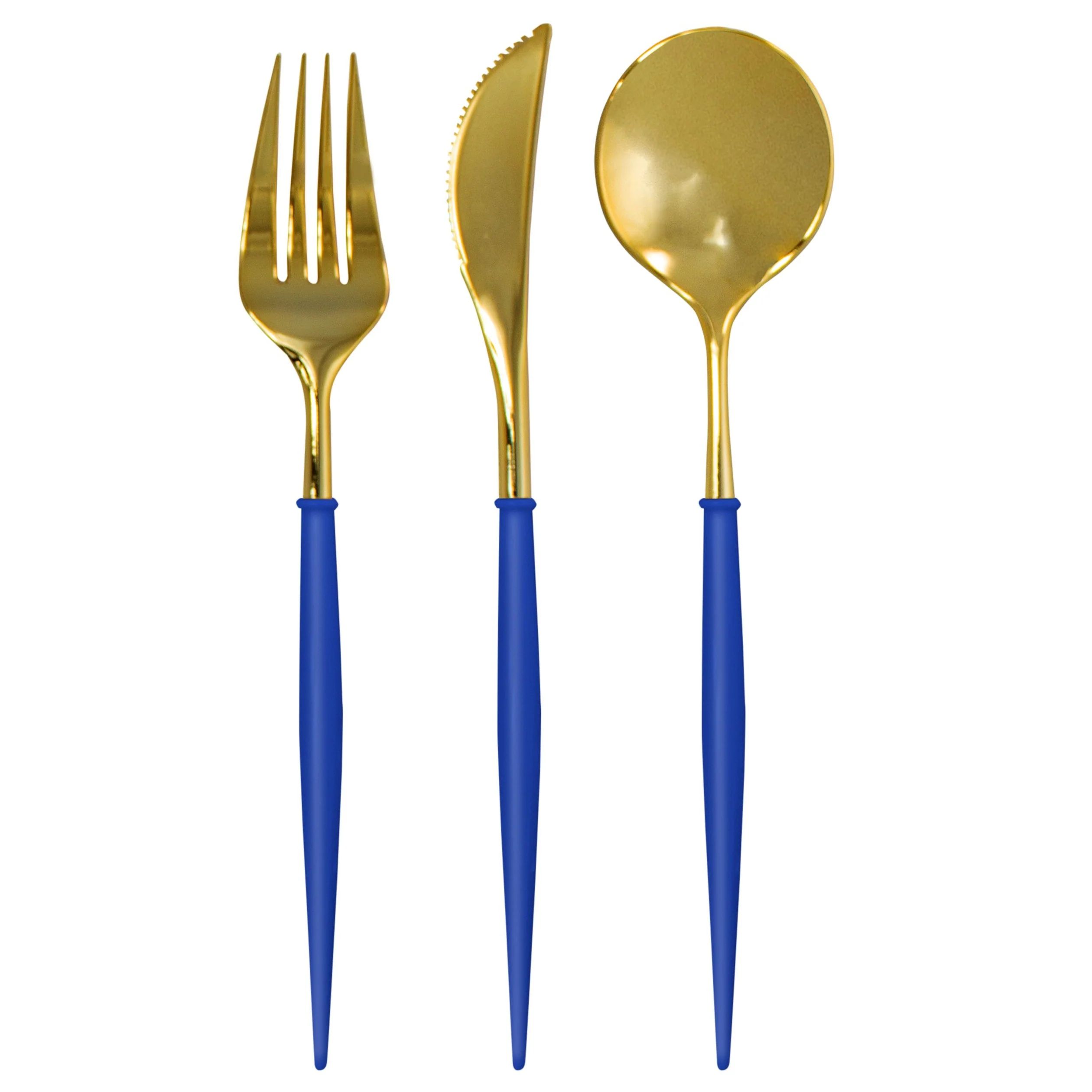 Blue & Gold Bella Assorted Plastic Cutlery/36pc, Service for 12 | Sophistiplate
