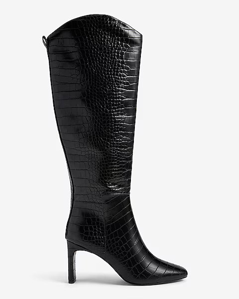 Faux Leather Heeled Stovepipe Boots | Express