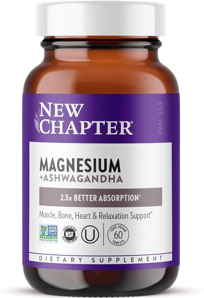 New Chapter Magnesium + Ashwagandha Supplement, 325 mg with Magnesium Glycinate, 2.5x Absorption,... | Amazon (US)