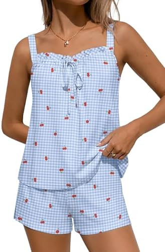 Ekouaer Womens Pajamas Sets 2 Piece Cute Tank Top and Shorts Lounge Set Sleeveless Pjs Set Sweet ... | Amazon (US)