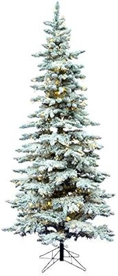 Vickerman 65' Flocked Slim Utica Fir Artificial Christmas Tree with 300 Warm White LED Lights | Amazon (US)