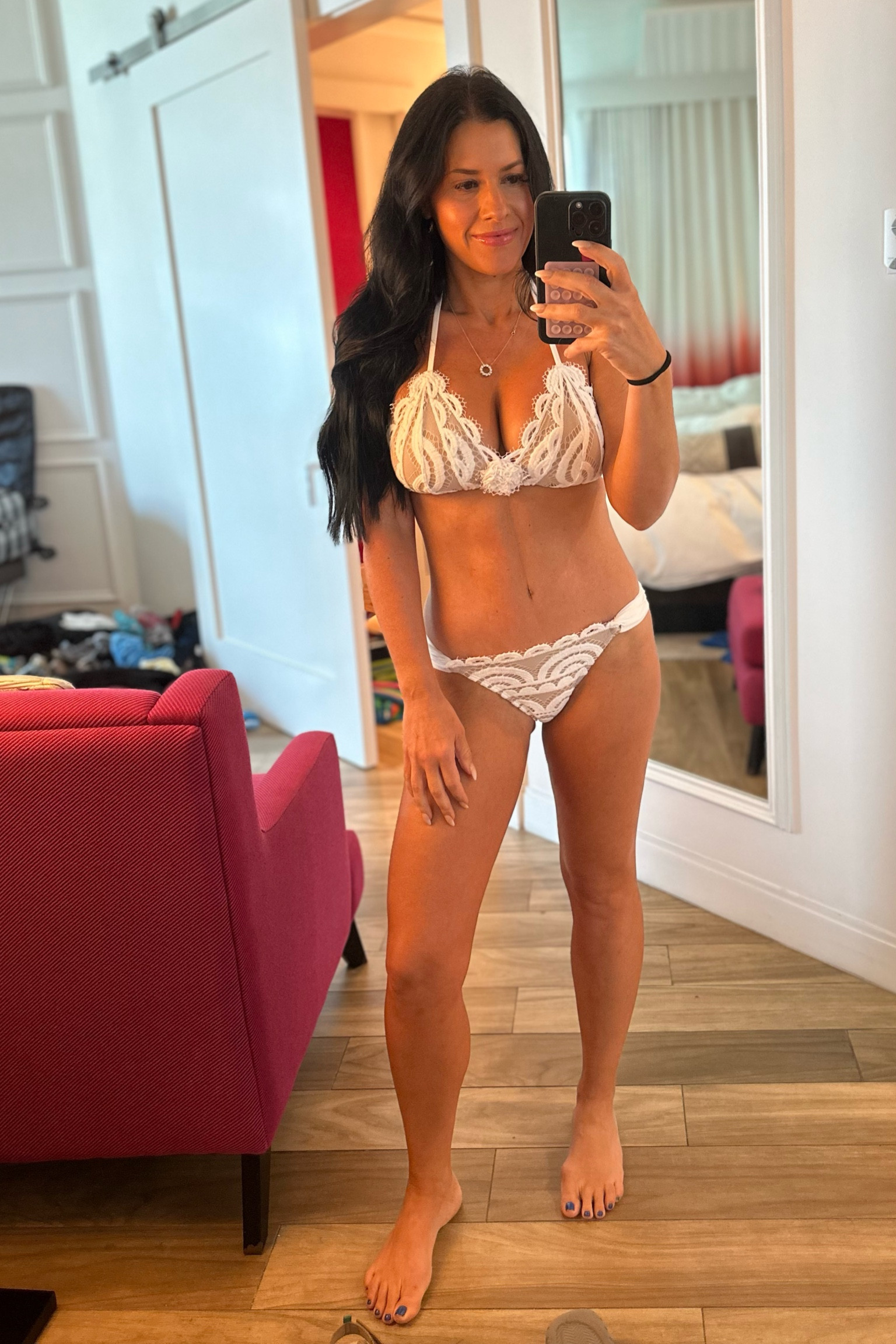 Anthropologie swim 
White bikini 
Large top
Small bottom 