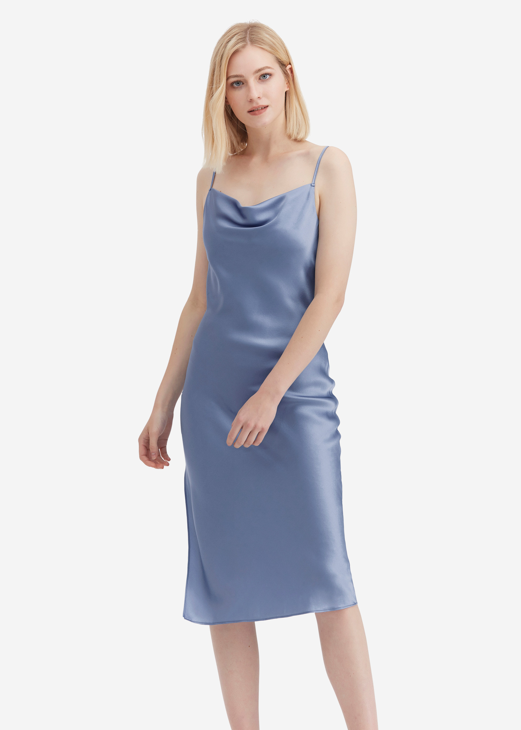 Elegant Alluring Cowl Neck Silk Dress | LilySilk