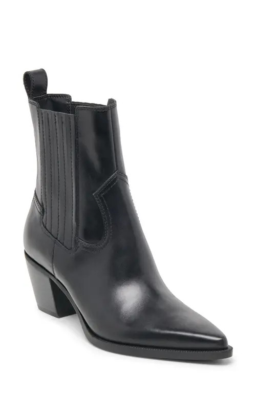 Dolce Vita Slim Pointed Toe Bootie in Black Leather at Nordstrom, Size 6 | Nordstrom