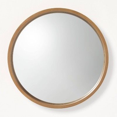 Small Round Wood Framed Mirror Natural - Hearth & Hand™ with Magnolia | Target
