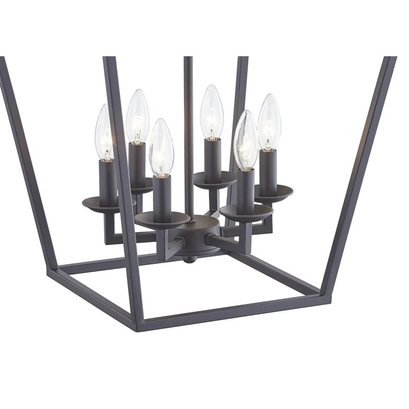 Adorn 6 - Light Lantern Geometric Chandelier with Hand Blown Glass Accents | Wayfair North America