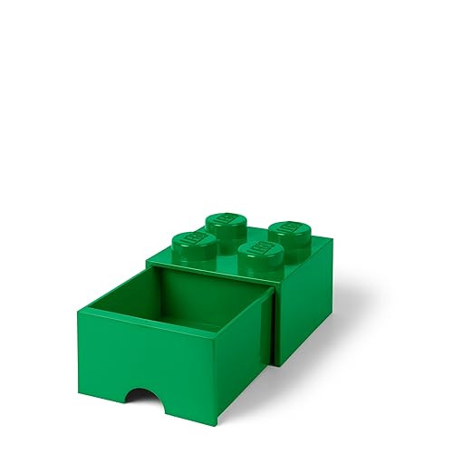 Room Copenhagen LEGO Brick Drawer, 4 Knobs, 1 Drawer, Stackable Storage Box, Dark Green | Amazon (US)