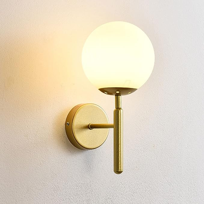 Simple and Light Luxury Sconce,Glass Lampshade Wall Lamp,Creative Post-Modern Living Room Bedroom... | Amazon (US)