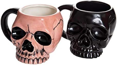 Skeleton Skull Shaped Halloween Ceramic Coffee Mug - Set of 2-15 oz | Amazon (US)