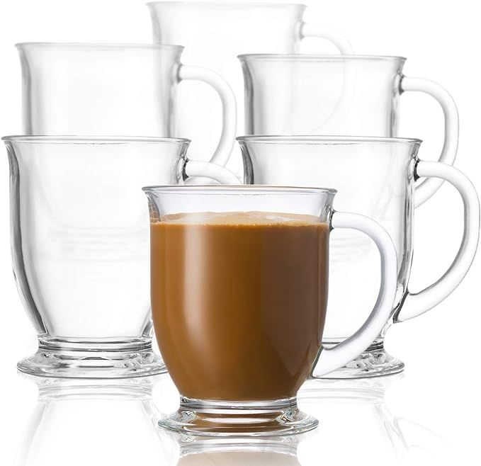 Kook Glass Coffee Mugs, with Handles, Clear Tea Cups, for Hot Beverages, Latte, Irish Coffee, Cap... | Amazon (US)