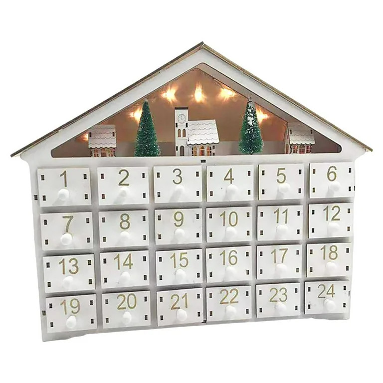 Refillable Christmas Wooden Advent Calendar 24 Drawers Table Decor LED Lights Holiday decorative ... | Walmart (US)