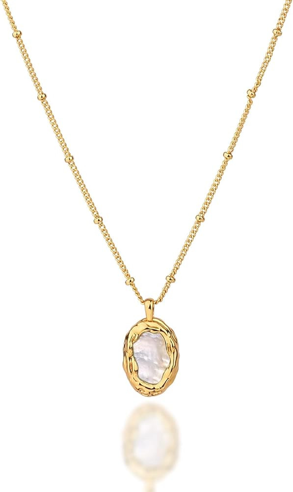 RIKECEWIS Women's Fashion Mother Shell Pendant Vintage Grandmother Green Geometric Necklace for Wome | Amazon (US)