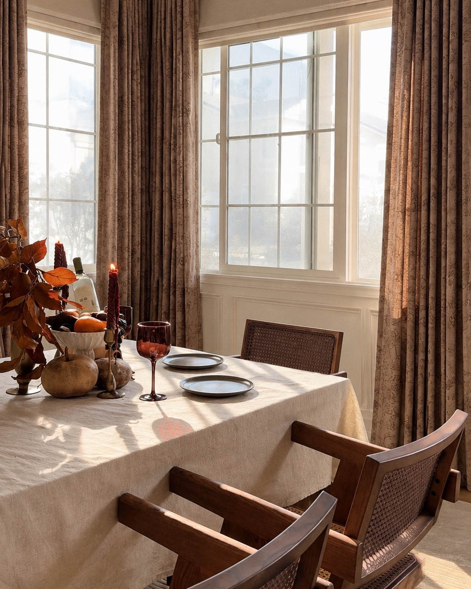 I gave our fall dining room decor a little refresh, and it turns out the biggest difference wasn’t more decor—it was patterned window treatments. 

I went with the new Rosewood print from the Sara Le collection by @twopagescurtains, and I’m honestly obsessed with how much warmth and character it adds without feeling like too much.

The pattern is subtle but makes the entire room feel more layered, collected, and intentional. I kept the rest simple with warm fall tones, lots of texture, and plenty of candlelight, and I love how the whole space came together. 

The new Sara Le patterns are only here for a limited time, and this one completely changed the room.

Comment WINDOW & I’ll send you a link , & remember to use my code EVA22 for 22% off!

Exactly how I ordered: Curtains — Rosewood - Sara Le, Triple Pleat, Memory Shaped, Unlined Roman Shade — Seed Pearl #7084-9 | Cordless Motorized Roman Shade | Inside Mount | Unlined
.
.
.
#FallDecor #DiningRoomDecor #WindowTreatments #InteriorDesign #FallHomeDecor
fall dining room decor, fall decorating ideas, patterned window treatments, Roman shades, TwoPages curtains, Sara Le collection, Rosewood print, dining room makeover, cozy dining room, warm neutral decor, fall home styling, autumn home decor, layered interiors, collected home, neutral fall decor, window treatment ideas, dining room inspiration, cozy fall home, traditional interior design, warm interior design