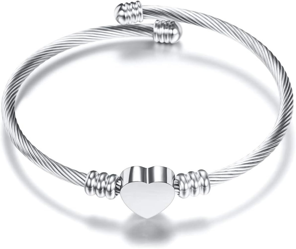 kelistom 316L Stainless Steel Love Heart Charm Bracelet for Women Teen Girls Romantic Gift Silver... | Amazon (US)