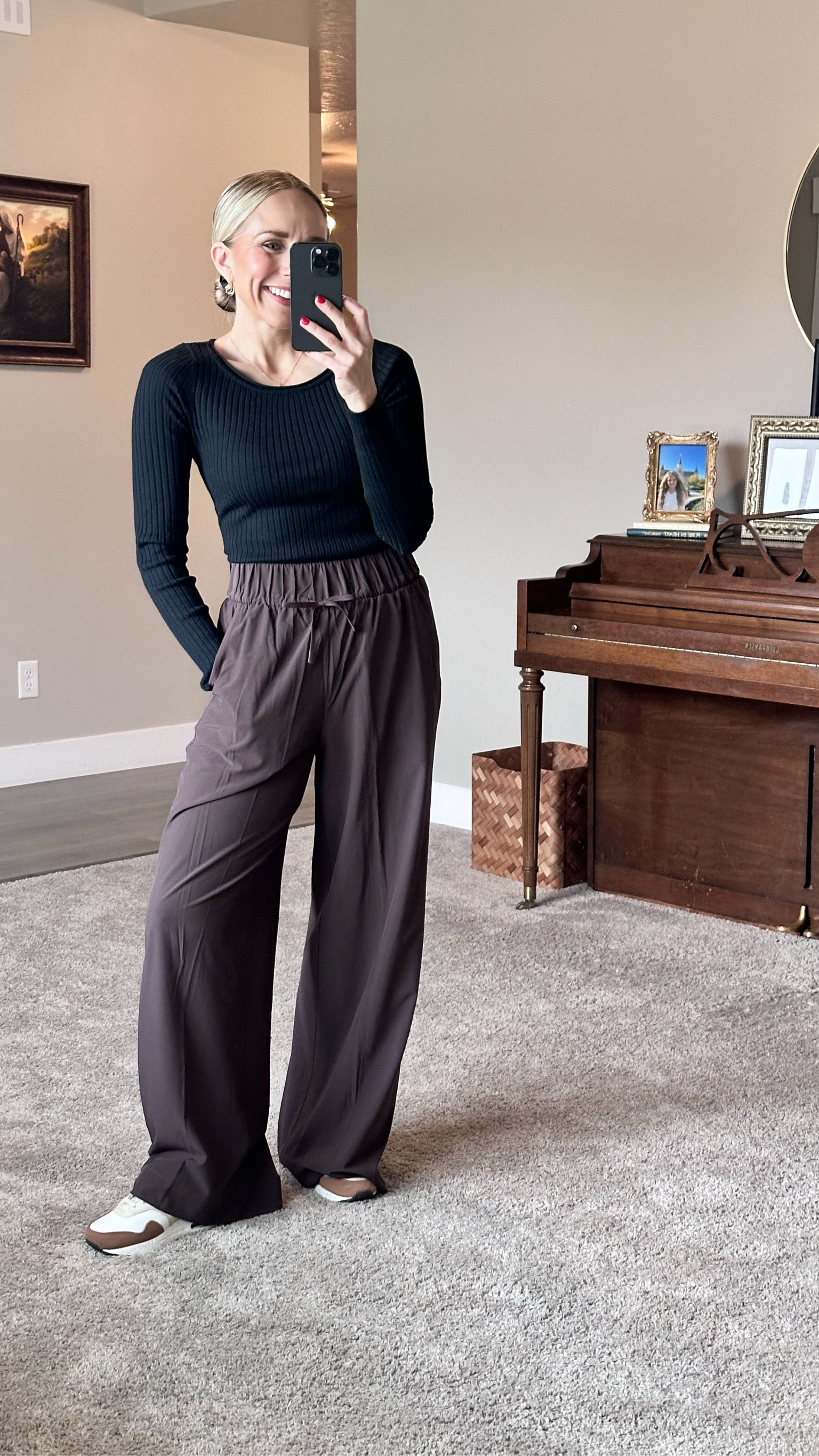 Obsessed with these athletic wide leg pants from Target! So comfy and the perfect elevated casual outfit for your everyday errands!

True to size in top and bottom! 

#LTKGiftGuide #LTKSeasonal #LTKWatchNow