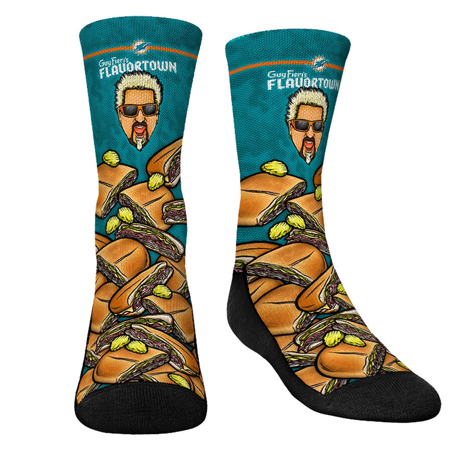 Youth Miami Dolphins Rock Em Socks NFL x Guy Fieri’s Flavortown Crew Socks | NFL Shop