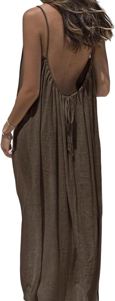 GFU Women's Summer Flowy Backless Cami Dress Adjustable Tie Back Vacation Sundress Spaghetti Stra... | Amazon (US)