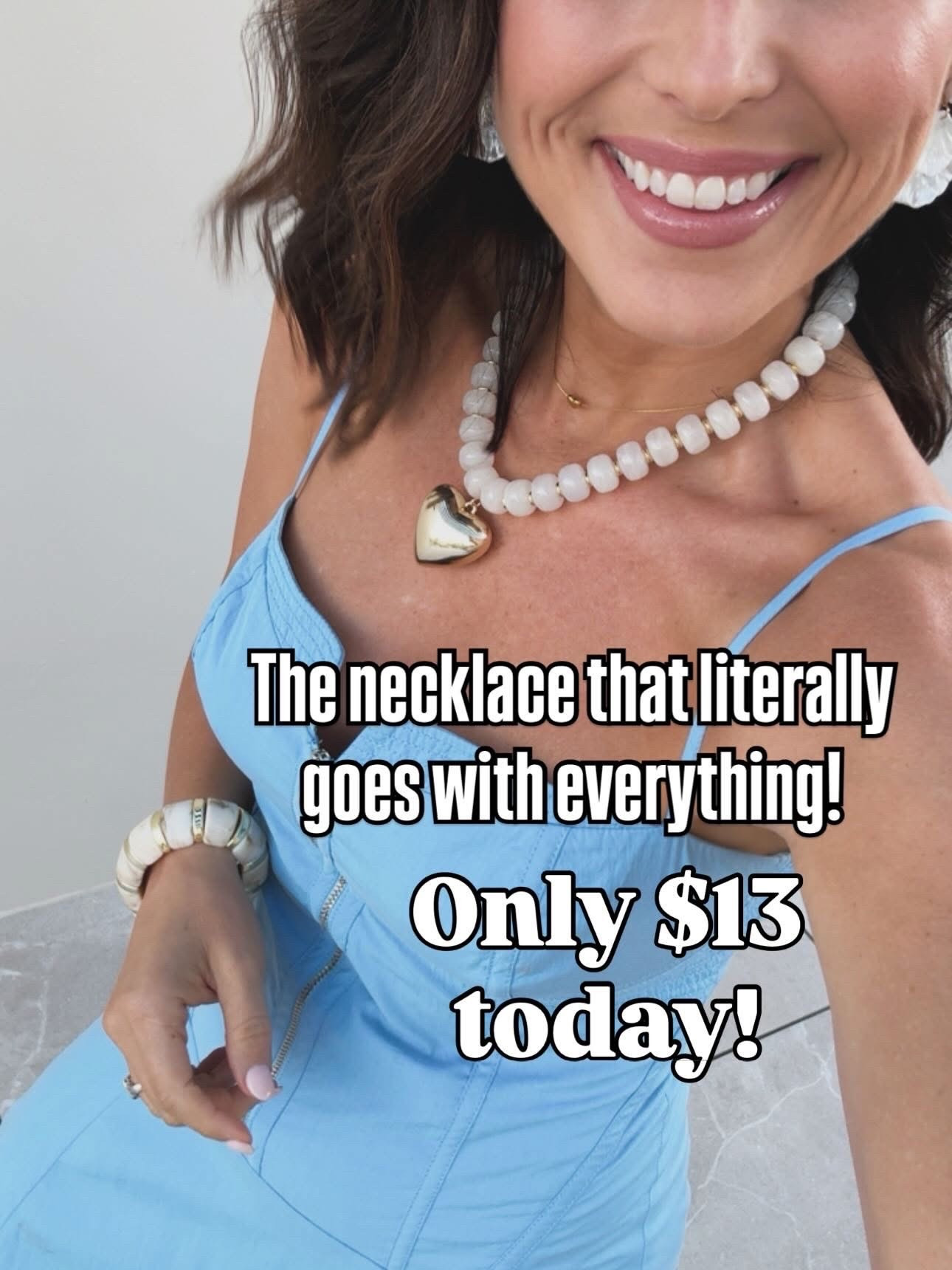 I seriously wear this with everything. It instantly dresses up a simple outfit, feels way more expensive than it is, and it’s on sale for just $13 today on Amazon!

#AmazonFinds #AmazonFashion #AmazonDeals #AmazonStyle #AffordableJewelry #HeartNecklace #EverydayJewelry #NeutralStyle #SummerAccessories #LTKStyle #LTKFinds #BudgetFinds #FashionFinds #DailyStyle #AmazonFavorites