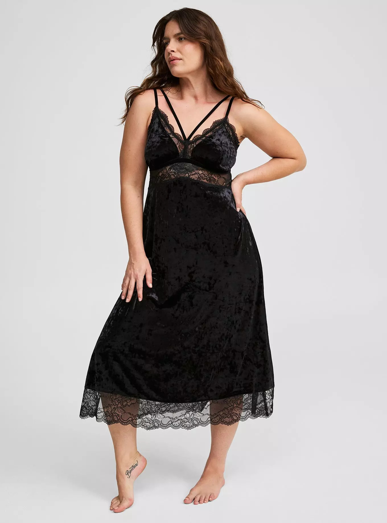 Velour Lace Maxi Slip Dress | Torrid (US & Canada)