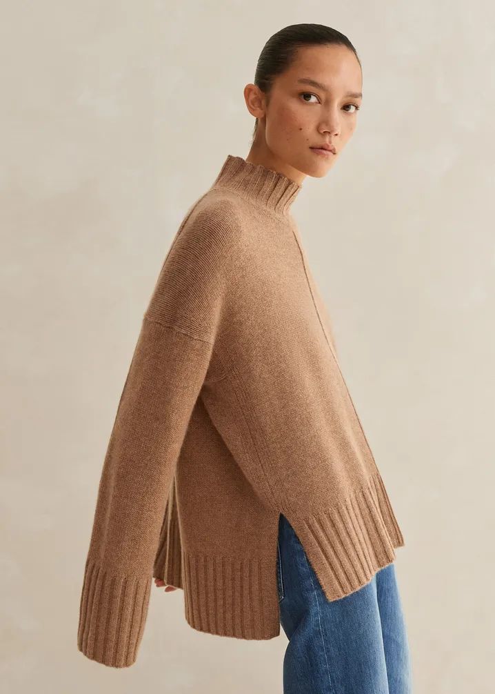 Cashmere Chunky High Neck Relaxed Sweater | ME+EM US