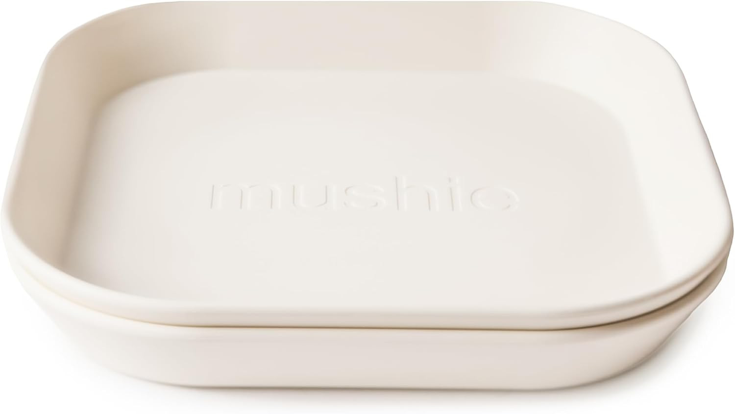 mushie Square Dinnerware Plates for Kids | Made in Denmark, Set of 2 (Ivory) | Amazon (US)