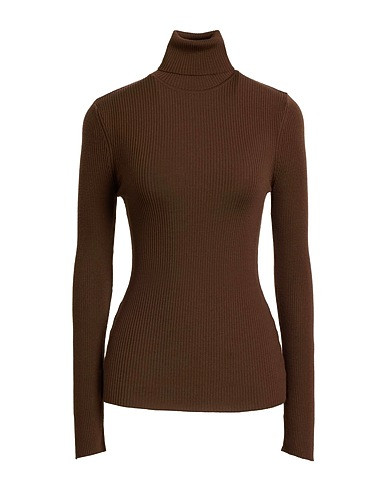 MERINO FINE RIB TOP LONG SLEEV
 | Chocolate brown Women‘s Turtleneck  | YOOX | YOOX (US)