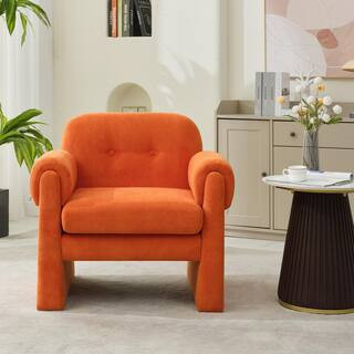 Downy Fluffy Cloud Upholstered Accent Chair, Armchair for Bedroom Reception Area Reading Room Living Room in Orange Red | The Home Depot