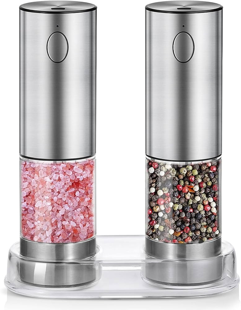 Electric Salt and Pepper Grinder Set Rechargeable with Light, Automatic & Adjustable Coarseness, ... | Amazon (US)