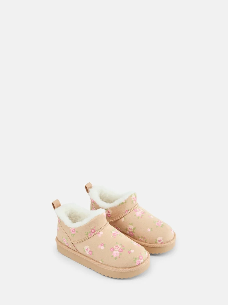 Wonder Nation Little and Big Girls' Faux Shearling Boot Slippers | Walmart (US)