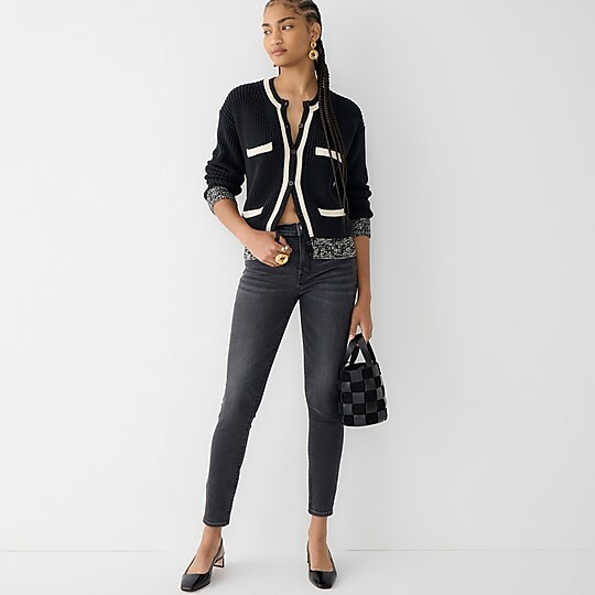 Petite 9" high-rise toothpick jean in Charcoal wash | J. Crew US