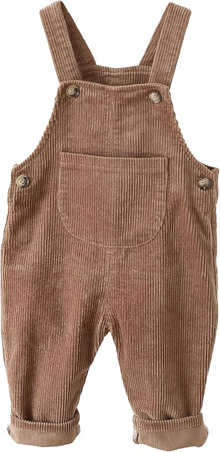SEAUR Baby Boy Girl Corduroy Bib Overalls Cotton Button Suspender Overalls Plain Romper Loose Jum... | Amazon (US)