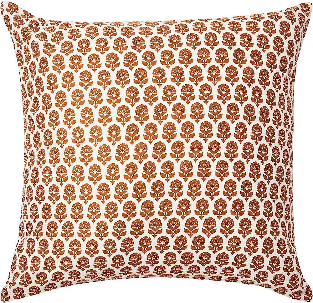 Creative Co-Op 20" Square Floral Block Print Pillow Cover | Amazon (US)
