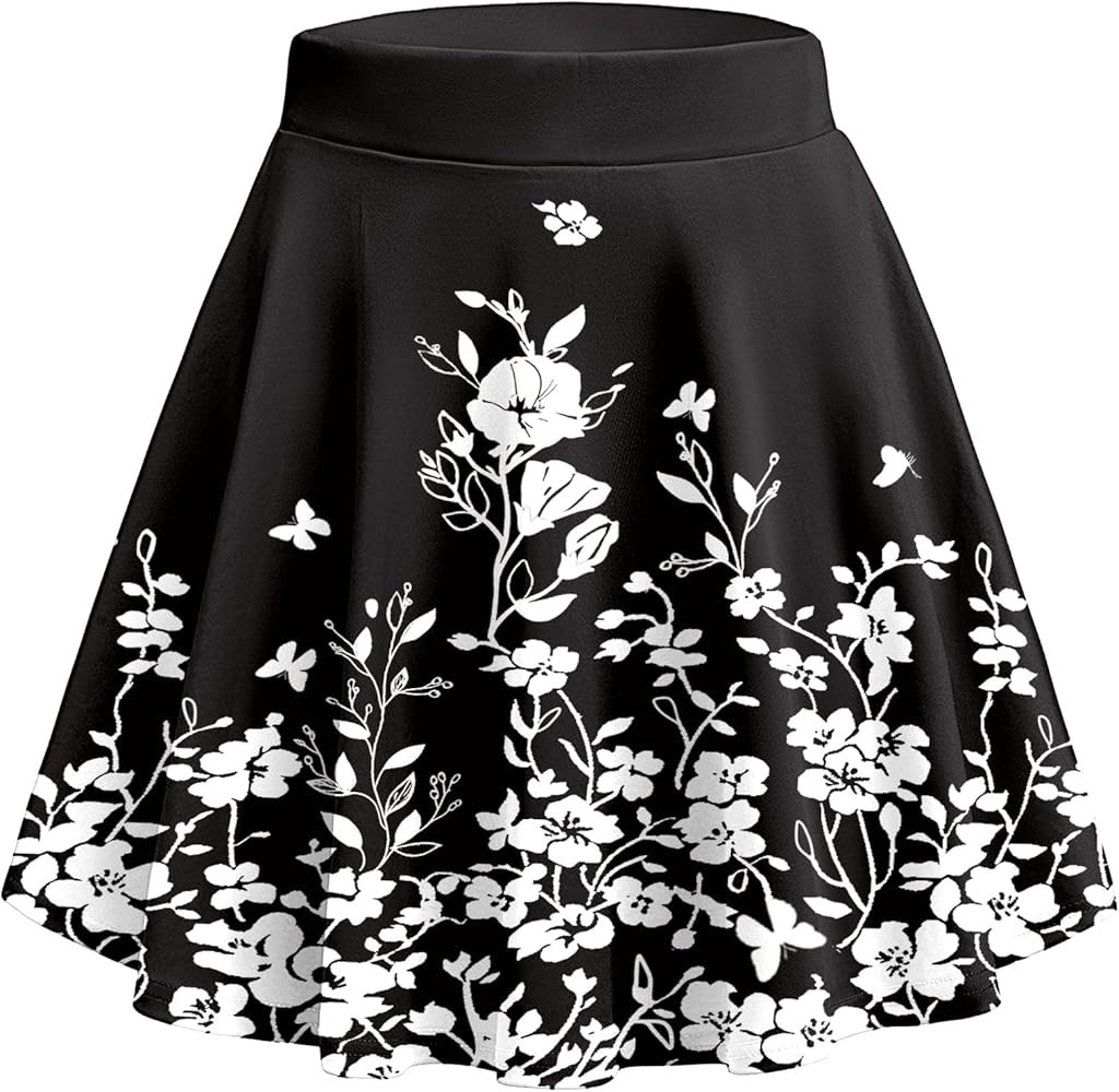 Zeagoo Women's Skirt Basic Mini Skater Skirt 2025 Fall Skirts Stretchable High Waist A-Line Dance... | Amazon (US)