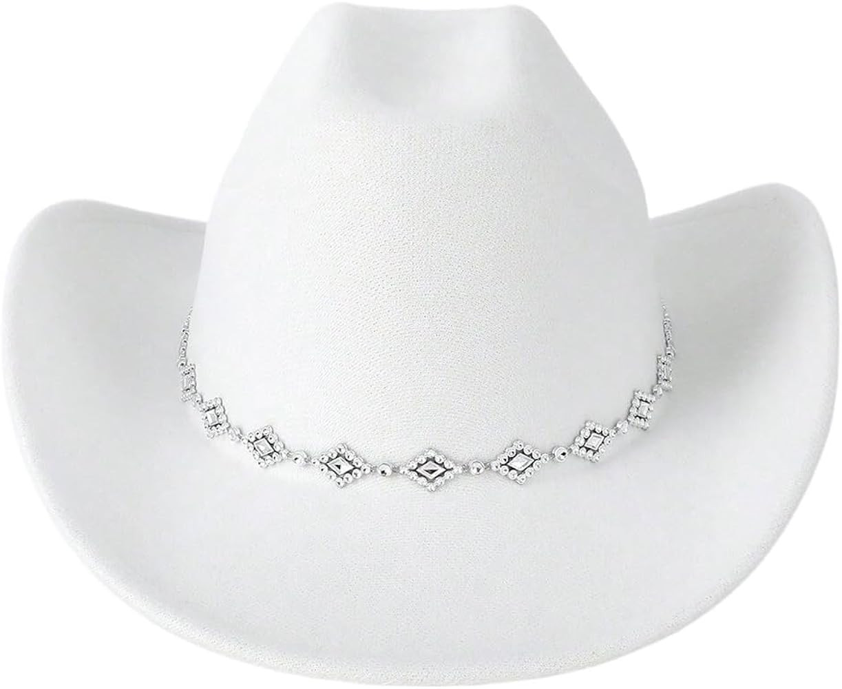 Verdusa Women's Western Cowboy Hat Rhinestone Wide Brim 2026 Cowgirl Hat | Amazon (US)