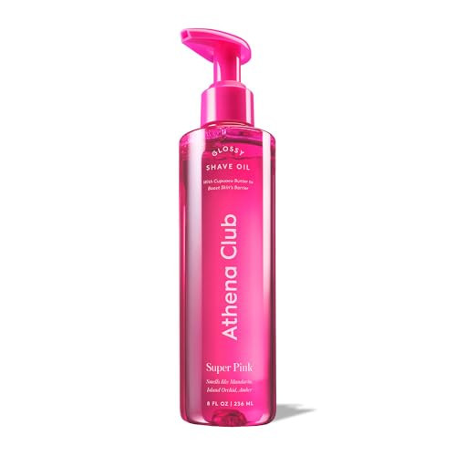 Athena Club Shave Oil for Women, Hydrating Pre-Shave Oil with Jojoba and Avocado Oils, Smooth Glide for Sensitive Skin, Super Pink Scent, 8 fl oz, Pack of 1 | Amazon (US)