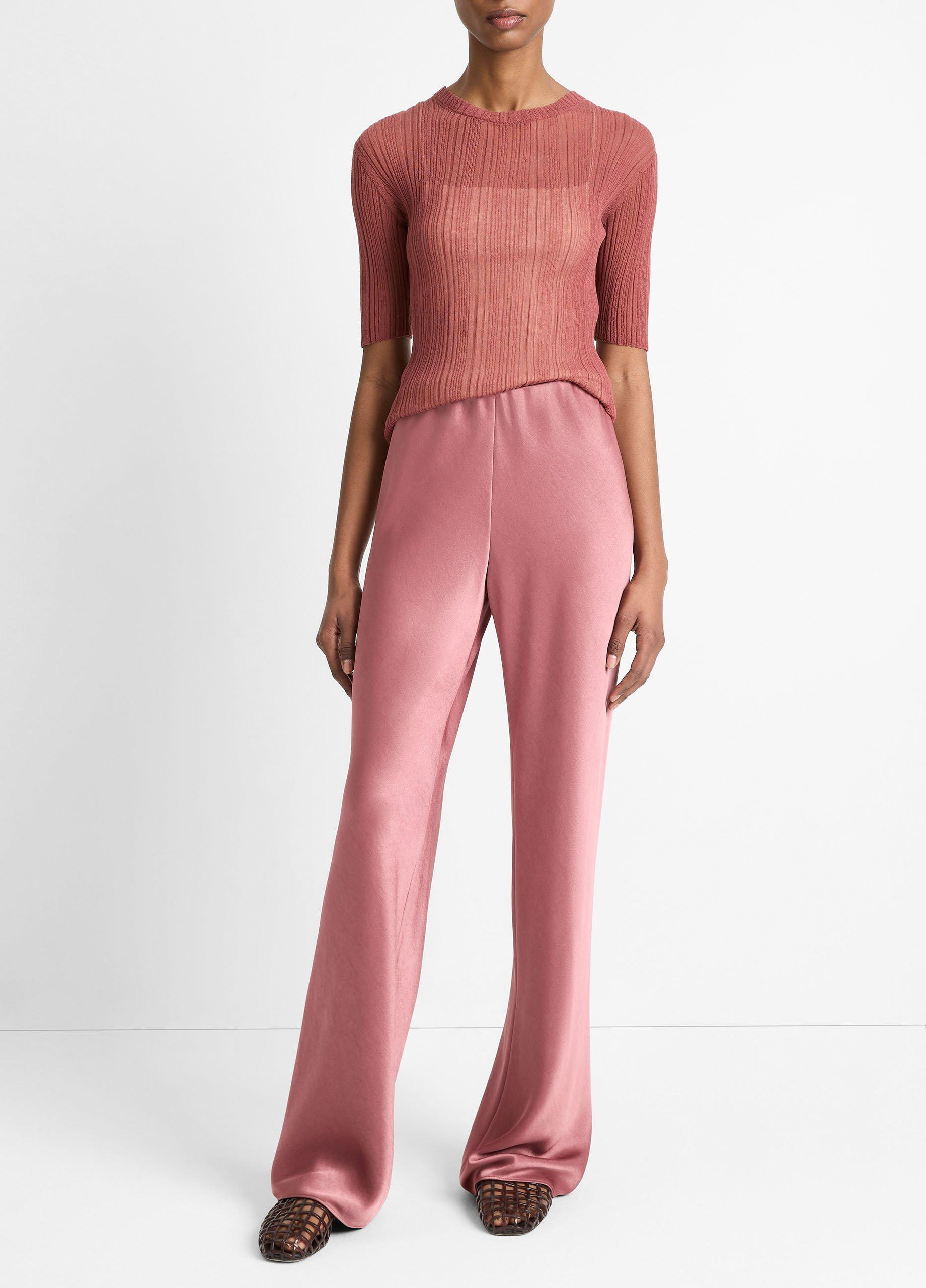 Women's Fluid Satin Bias Pant, Rose Jam, Size XL Vince | Vince LLC
