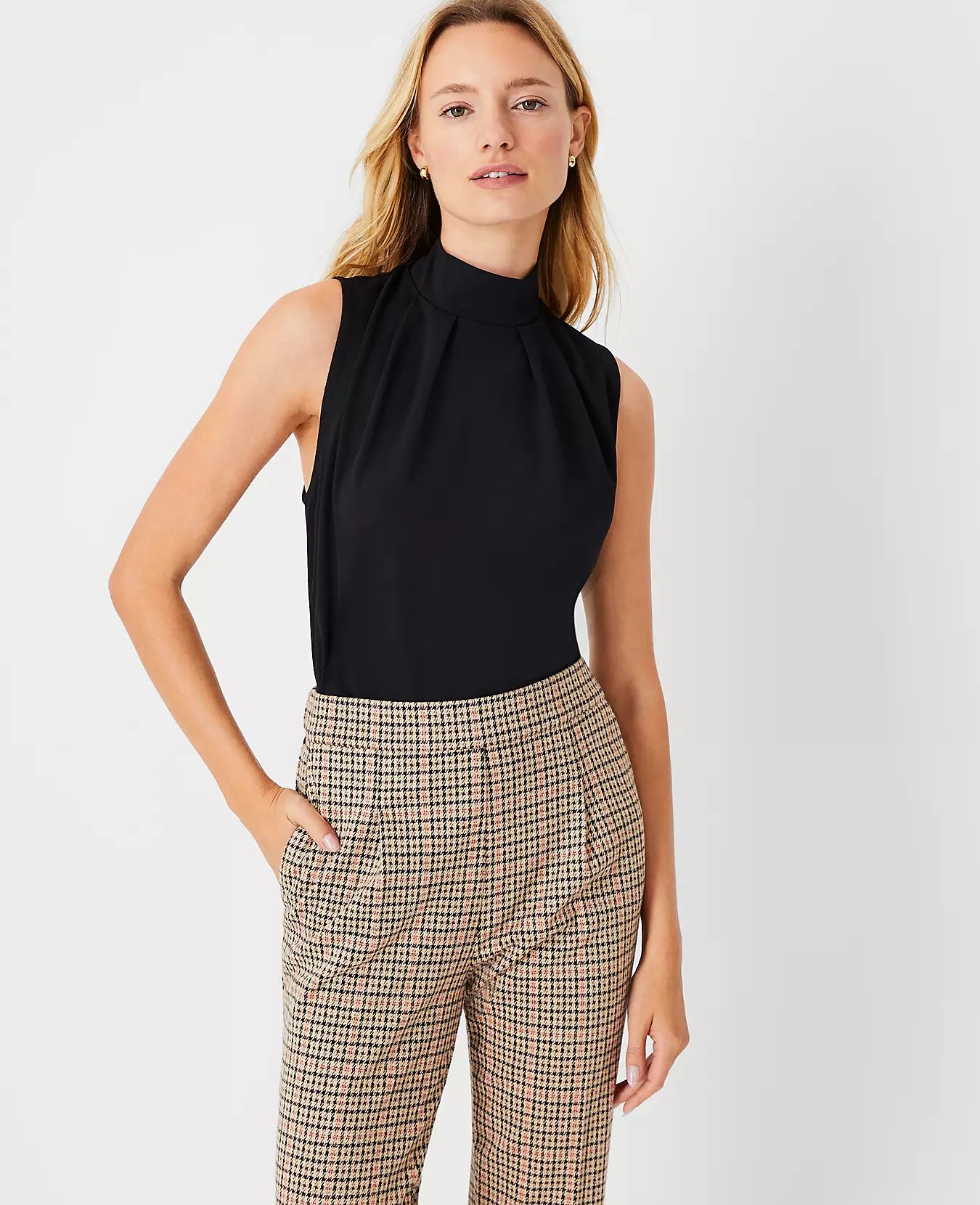 Mock Neck Pleated Shell | Ann Taylor (US)