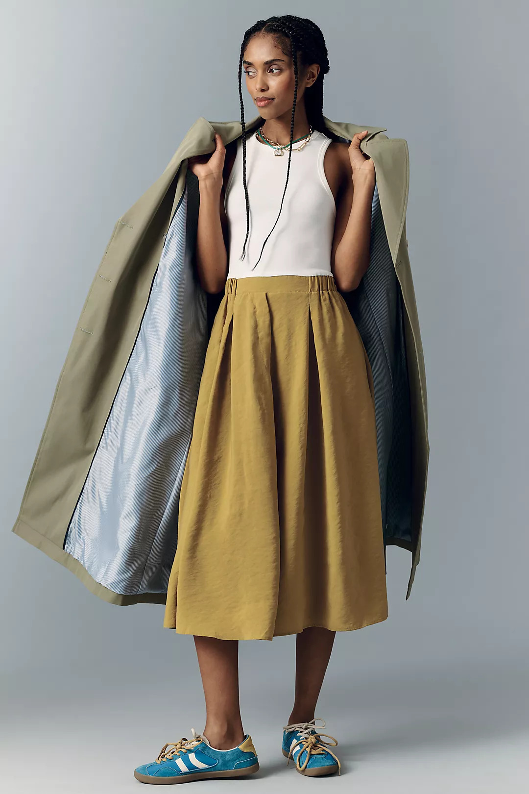 Maeve Sleeveless Racerback Twofer Midi Dress | Anthropologie (US)