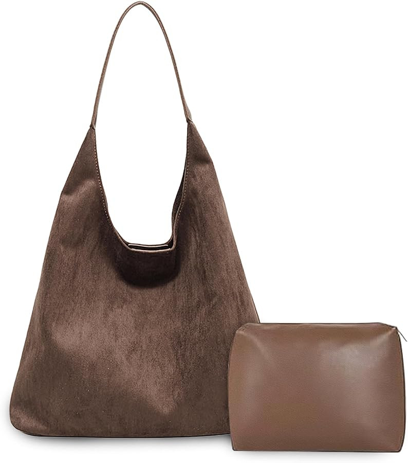 Suede Bags for Women Large Capacity Suede Tote Bag with One Pouch Slouchy Handbag Work Shoulder B... | Amazon (CA)